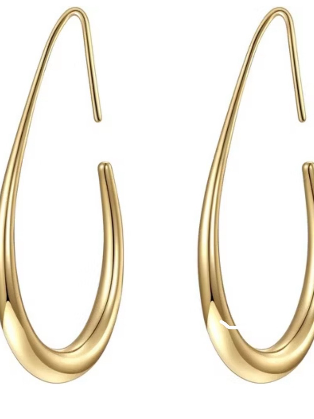 Lightweight 925 Sterling Silver Gold Crescent Oval Hoop Earrings